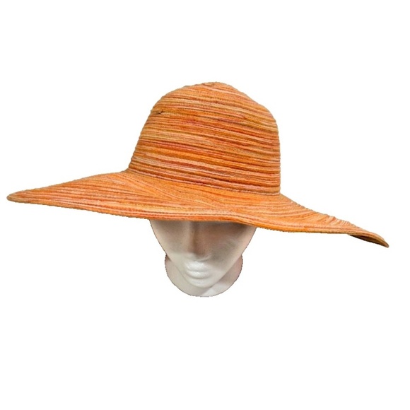 Columbia Omni-Shade Sunridge Straw Like Hat OS Orange 5.5” Wide Brim Packable - Picture 4 of 5